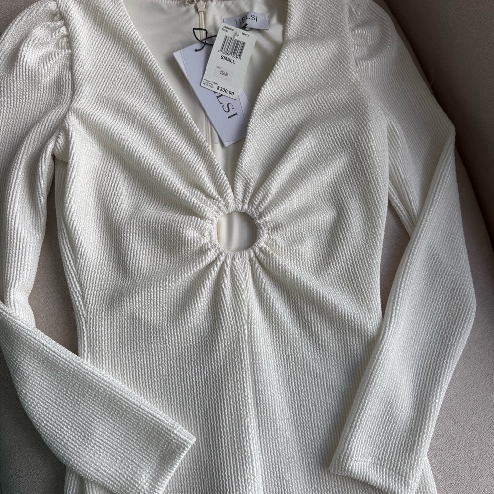 Helsi Womens Keyhole V-Neck Sheath Dress Small NWT Long Sleeves White Above Knee - Picture 4 of 6